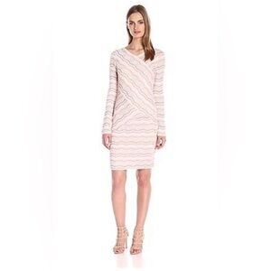 BCBGMaxAzria Pink Wave Long Sleeve Dress